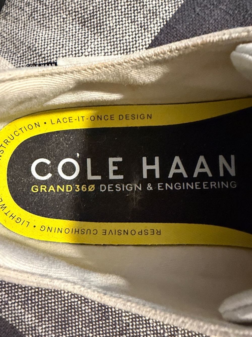 Cole Haan Men’s Off-White Canvas Lace-Up Sneakers - Picture 3 of 7